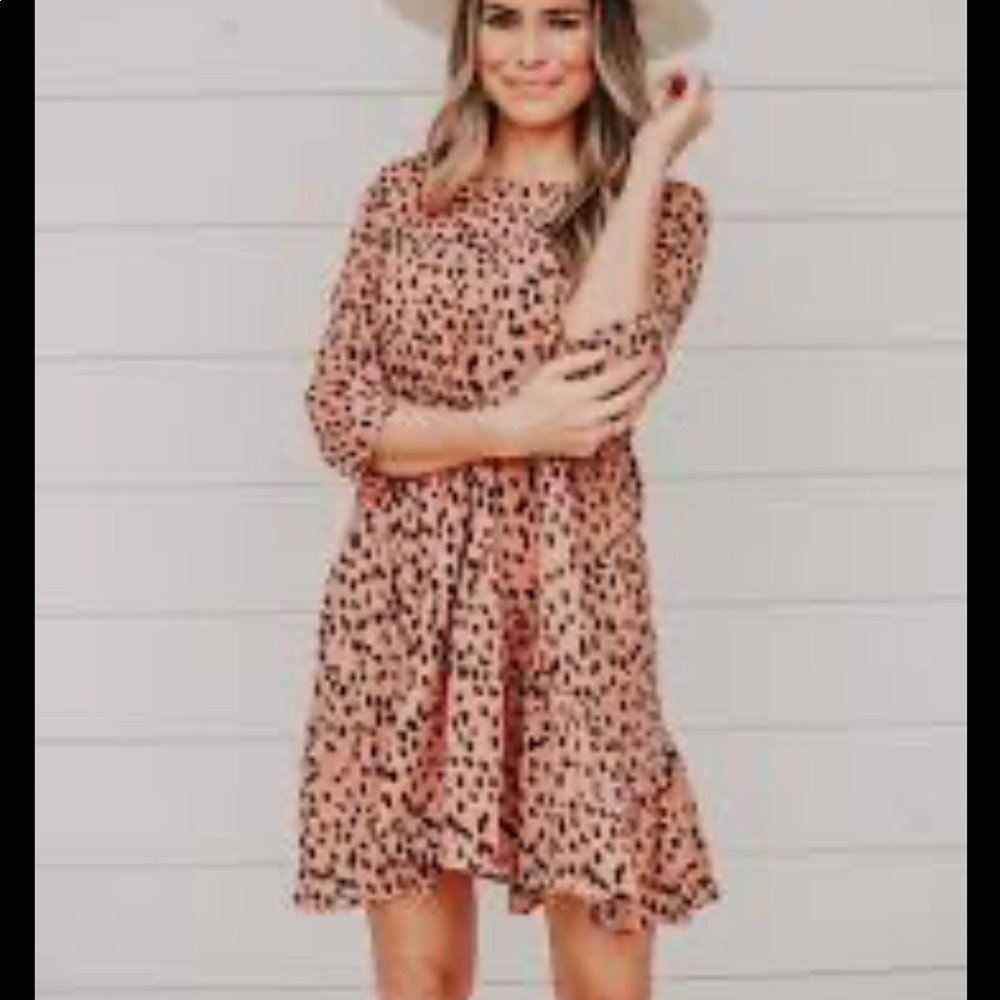 dusty tan printed dress